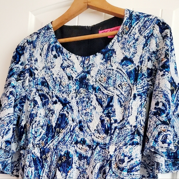 Betsey Johnson blue paisley print dress - Picture 3 of 4